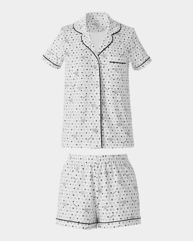 x Roller Rabbit Heart-Print Cotton Pajama Set